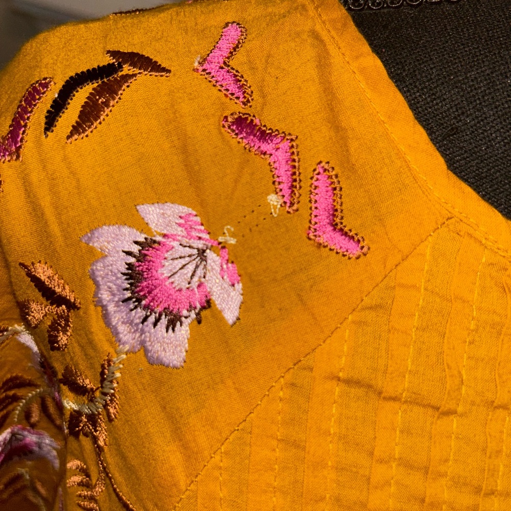 Summer Dress Festival Free People Mustard Floral Long Sleeve Dress - Picture 5 of 7